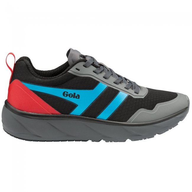 Gola Performance Men's Typhoon Sneakers - Black/Charcoal/Process Blue/Deep Red Gola Performance Men's Typhoon Sneakers - Black/Charcoal/Process Blue/Deep Red