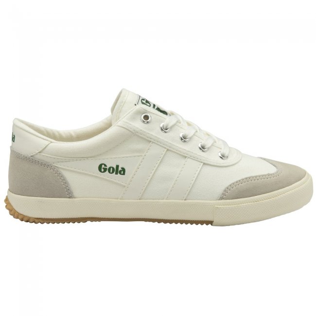 Gola Classics Women's Badminton Plimsoll Sneakers - Off White/Off White/Evergreen Gola Classics Women's Badminton Plimsoll Sneakers - Off White/Off White/Evergreen