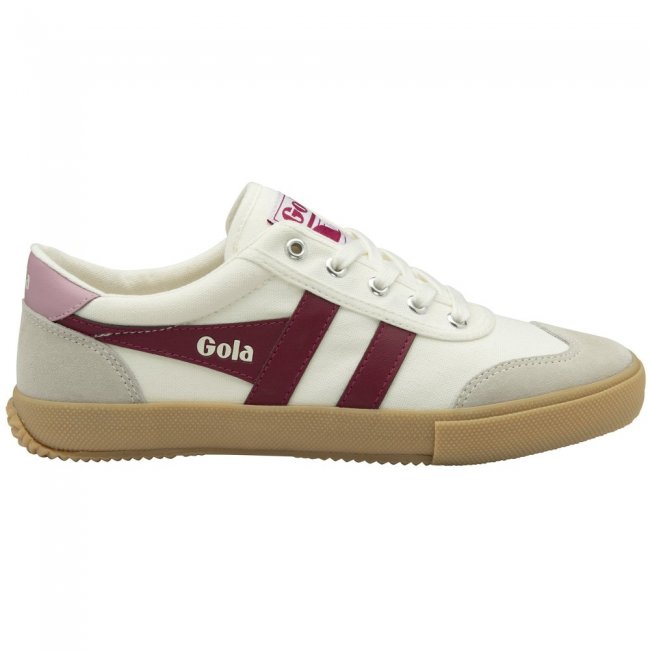 Gola Classics Women's Badminton Plimsoll Sneakers - Off White/Cerise/Candy/Gum Gola Classics Women's Badminton Plimsoll Sneakers - Off White/Cerise/Candy/Gum