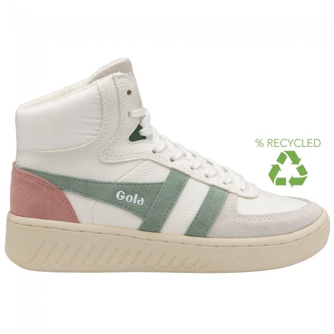 Gola Classics Women's Slam Trident Sneakers - White/Green Mist/Coral Pink Gola Classics Women's Slam Trident Sneakers - White/Green Mist/Coral Pink